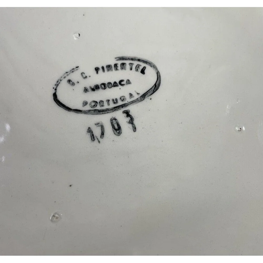 Vintage Alcobaca Portugal Hand Painted Oval Serving Platter Yellow Green 18.5”